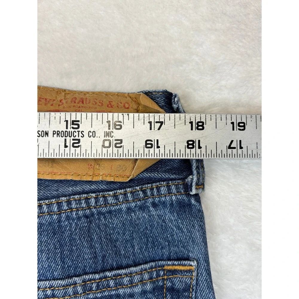 Levis 501 Mens Jeans 36x30 Clean Distressed Festival faded Indigo Blue Denim